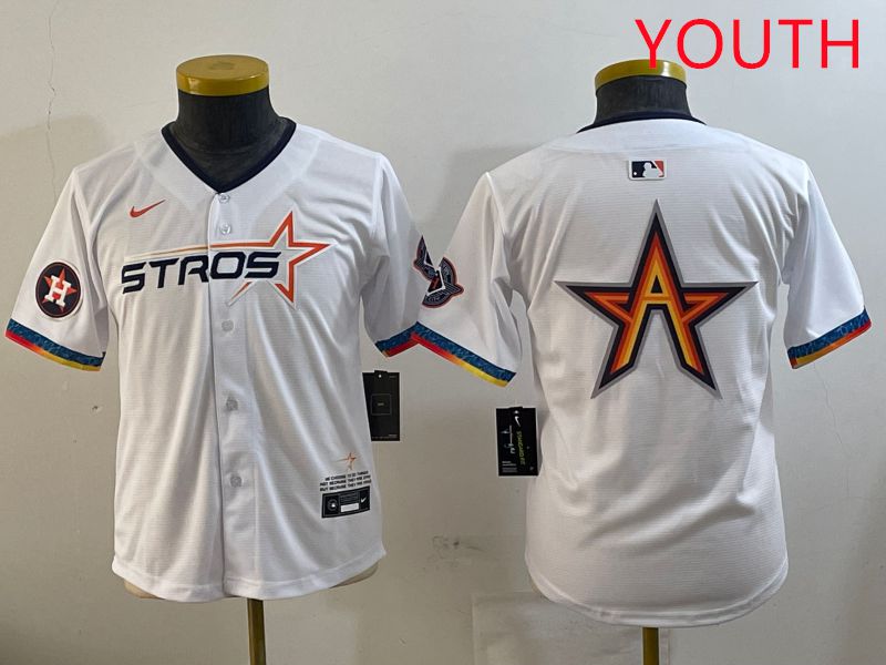 Youth Houston Astros Blank White Fourth generation Joint Name 2025 Nike MLB Jersey style 3